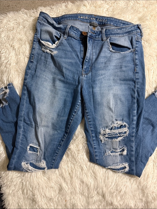 American Eagle Outfitters Denim - American Eagle Outfitters Medium Blue Distressed Skinny Jeans